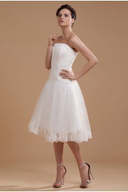 Satin and Organza Strapless Short A-line Dress