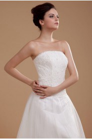 Satin and Organza Strapless Short A-line Dress