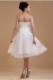 Satin and Organza Strapless Short A-line Dress