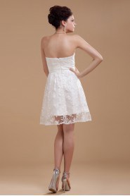 Satin Scoop Neckline Short A-line Dress with Embroidery 