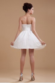 Satin Strapless Short Dress with Embroidery 