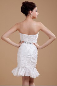 Taffeta Strapless Short Dress with Ruffle