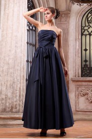 Taffeta Strapless Ankle-Length A-line Dress with Ruching