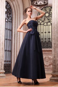 Taffeta Strapless Ankle-Length A-line Dress with Ruching