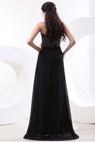 Chiffon Sweetheart Floor Length Column Dress with Lace