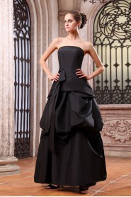 Taffeta Strapless Ankle-Length A-line Dress with Sash