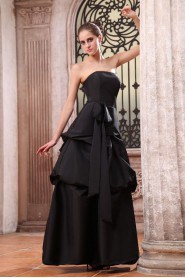 Taffeta Strapless Ankle-Length A-line Dress with Sash