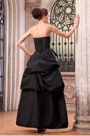 Taffeta Strapless Ankle-Length A-line Dress with Sash