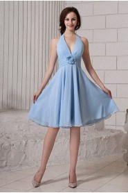 Chiffon Halter Neckline Short Dress