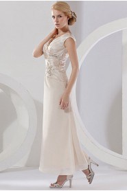 Satin Straps Neckline Ankle-Length A-line Dress with Ruffle and Jacket