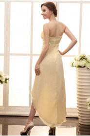 Satin and Chiffon Strapless Ankle-Length Empire Line Dress with Waistband