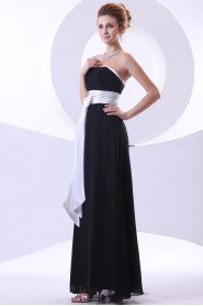 Chiffon Strapless Ankle-Length Column Dress with Sash