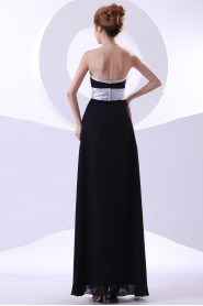 Chiffon Strapless Ankle-Length Column Dress with Sash