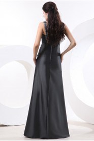 Taffeta Square Neckline Floor Length A-line Dress with Embroidery