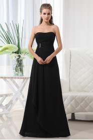 Chiffon Scoop Neckline Floor Length A-Line Dress with Ruffle