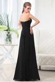 Chiffon Scoop Neckline Floor Length A-Line Dress with Ruffle