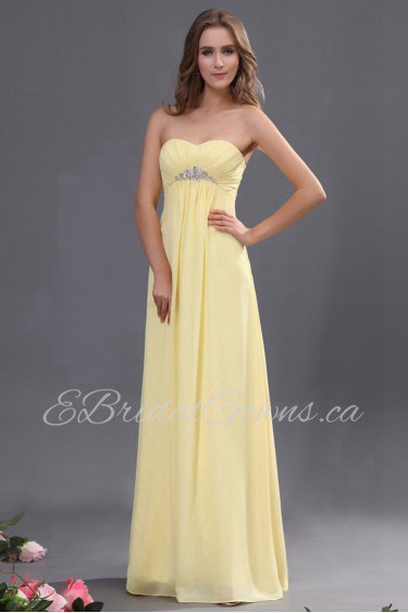 Chiffon Sweetheart Floor Length Empire Line Dress 