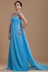 Chiffon V-Neckline Floor Length A-line Dress 