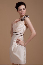 Satin One-Shoulder Short Sheath Dress