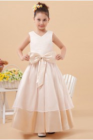 Charmeuse V-Neckline Ankle-Length Beach Dress with Bowknot