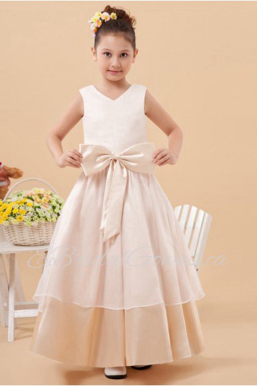 Charmeuse V-Neckline Ankle-Length Beach Dress with Bowknot