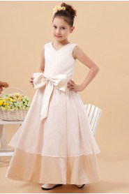 Charmeuse V-Neckline Ankle-Length Beach Dress with Bowknot