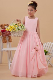 Taffeta Square Neckline Floor Length Ball Gown Dress with Hand-made Flower