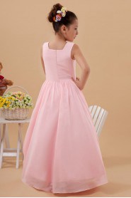 Taffeta Square Neckline Floor Length Ball Gown Dress with Hand-made Flower