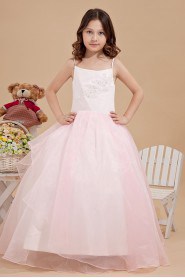 Taffeta and Organza Spaghetti Straps Floor Length Ball Gown Dress