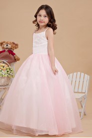 Taffeta and Organza Spaghetti Straps Floor Length Ball Gown Dress