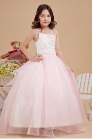 Taffeta and Organza Spaghetti Straps Floor Length Ball Gown Dress