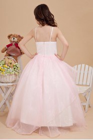 Taffeta and Organza Spaghetti Straps Floor Length Ball Gown Dress