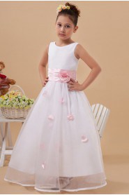 Taffeta and Organza Jewel Neckline Ankle-Length Ball Gown Dress