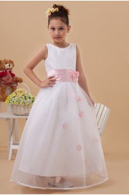 Taffeta and Organza Jewel Neckline Ankle-Length Ball Gown Dress