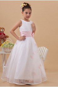 Taffeta and Organza Jewel Neckline Ankle-Length Ball Gown Dress