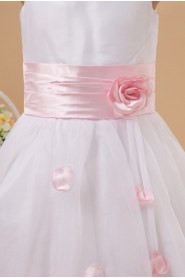 Taffeta and Organza Jewel Neckline Ankle-Length Ball Gown Dress