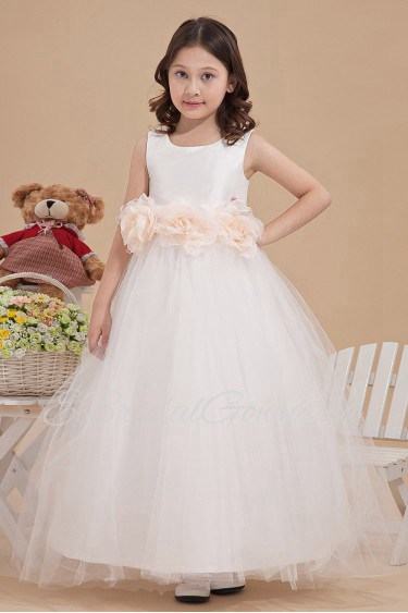 Tulle Jewel Neckline Ankle-Length A-line Dress