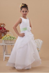 Organza Jewel Neckline Ankle-Length A-line Dress