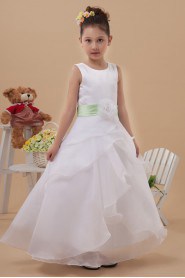 Organza Jewel Neckline Ankle-Length A-line Dress