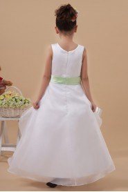 Organza Jewel Neckline Ankle-Length A-line Dress