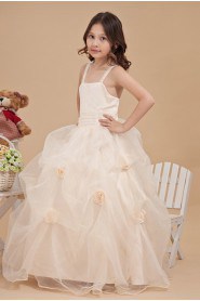 Organza Straps Neckline Ankle-Length Ball Gown Dress