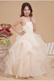 Organza Straps Neckline Ankle-Length Ball Gown Dress