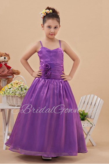 Taffeta Spaghetti Straps Floor Length A-Line Dress