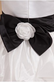 Satin Jewel Neckline Ankle-Length Ball Gown Dress with Bow