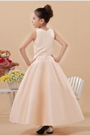 Satin Jewel Neckline Ankle-Length A-line Dress