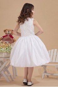 Satin Jewel Neckline Short Ball Gown Dress with Embroidery 