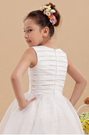 Yarn Jewel Neckline Ankle-Length Ball Gown Dress with Bow