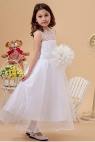 Yarn Bateau Neckline Ankle-Length Ball Gown Dress with Beaded