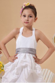 Taffeta Halter Neckline Ankle-Length A-Line Dress