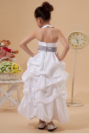 Taffeta Halter Neckline Ankle-Length A-Line Dress